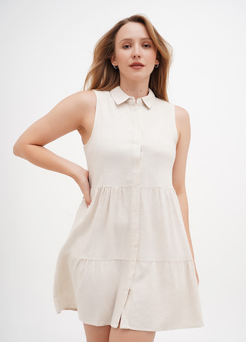 Бежевое кэжуал платье рубашка Stradivarius однотонное