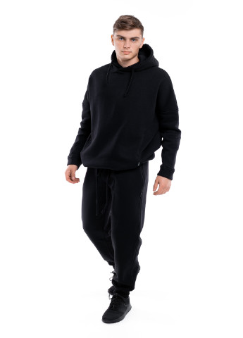 Черный зимний костюм теплый мужской на флисе oversize Intruder