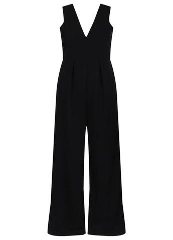 Комбинезон Boohoo комбинезон-брюки однотонный чёрный кэжуал полиэстер