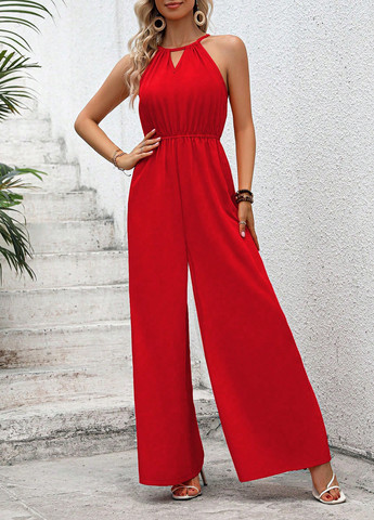 Комбінезон SHEIN комбінезон-брюки однотонний червоний кежуал поліестер