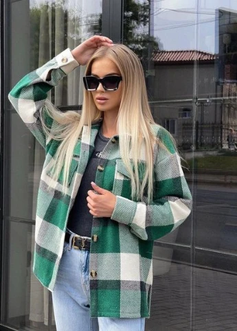 Зелена демісезонна куртка-сорочка No Brand
