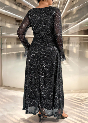 Черное вечернее платье SHEIN однотонное