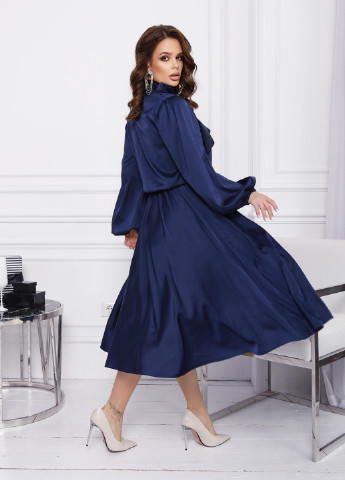 Синя вечірня сукня жіноча кльош ISSA PLUS однотонна