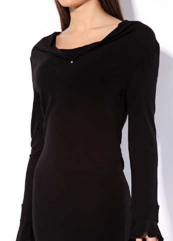Черное кэжуал платье с длинным рукавом Valentino