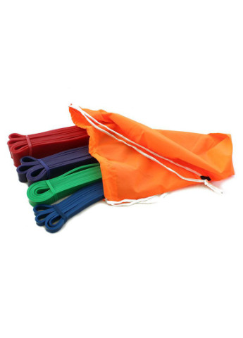 Гумові петлі для фітнесу Power Bands - набір з 4 шт 2-80кг (синя, зелена, фіолетова, червона в сумочці) EasyFit (241229838)