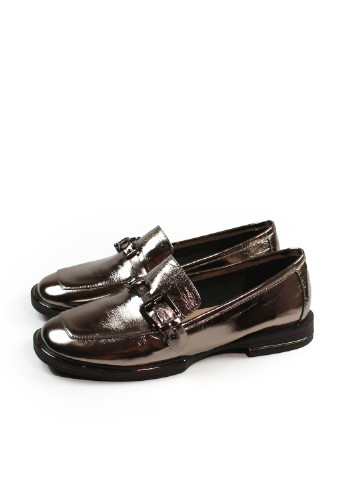 Серебряные женские классические, повседневные, кэжуал туфли с пряжкой без каблука - фото