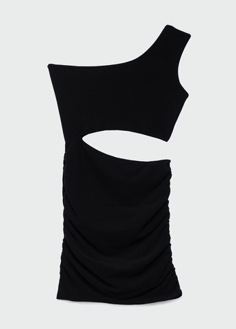 Чорна коктейльна сукня на одне плече Stradivarius однотонна