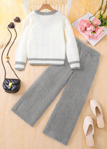 Комбінований демісезонний костюм (кардиган, штани) брючний SHEIN