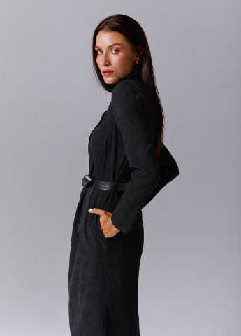 Черное кэжуал черное вельветовое платье Gepur однотонное