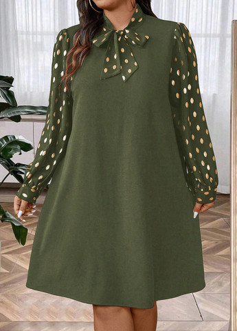 Зелена кежуал сукня а-силует SHEIN в горошок