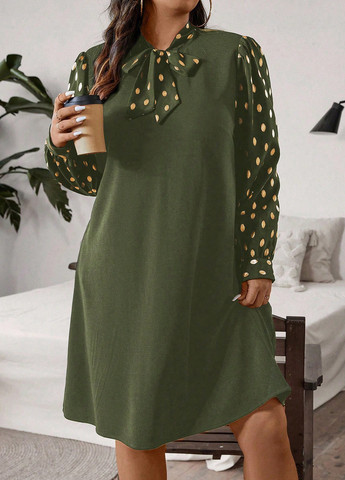 Зелена кежуал сукня а-силует SHEIN в горошок