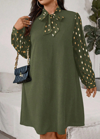 Зелена кежуал сукня а-силует SHEIN в горошок