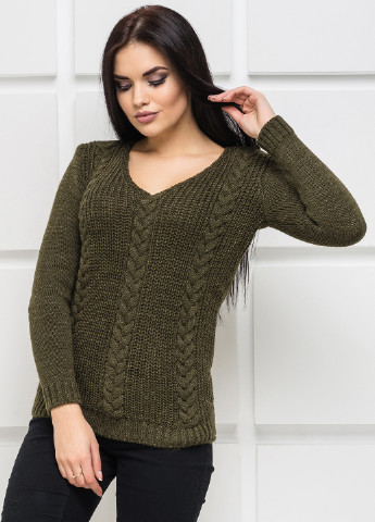 Оливковый (хаки) зимний пуловер пуловер Larionoff