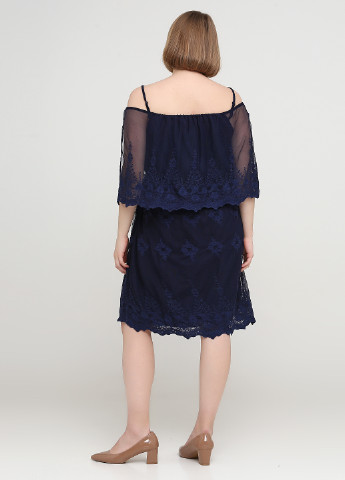 Темно-синее кэжуал платье с открытыми плечами Ashley Brooke однотонное
