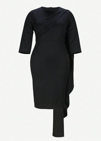 Чорна ділова, кежуал сукня футляр SHEIN однотонна