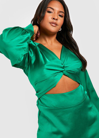 Зелена вечірня сукня Boohoo однотонна