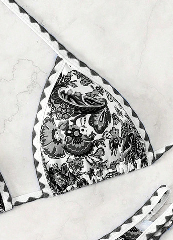 Черно-белый демисезонный купальник (лиф, трусики) бикини, раздельный SHEIN