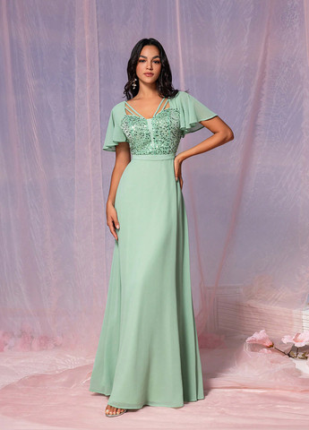 М'ятна святковий сукня кльош SHEIN однотонна