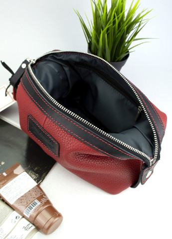 Косметичка жіноча велика шкіряна 064 R-B червоно-чорна Tom Stone (253447175)