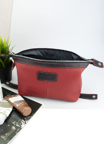 Косметичка жіноча велика шкіряна 064 R-B червоно-чорна Tom Stone (253447175)