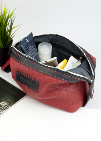 Косметичка жіноча велика шкіряна 064 R-B червоно-чорна Tom Stone (253447175)
