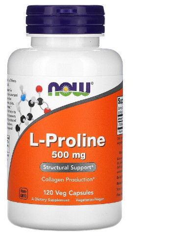 L-Proline 500 mg 120 Veg Caps Now Foods (256380143)