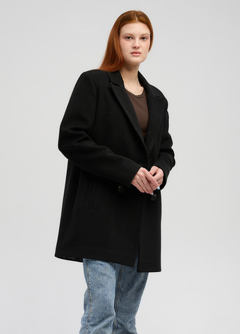 Черное демисезонное Пальто двубортное CHIUAS