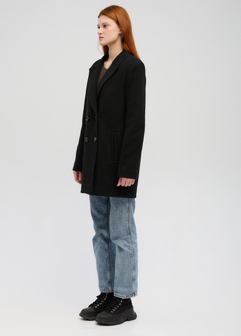 Черное демисезонное Пальто двубортное CHIUAS