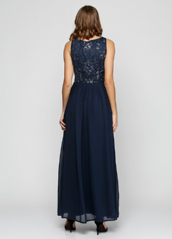 Синя вечірня сукня довга Lace & Beads однотонна