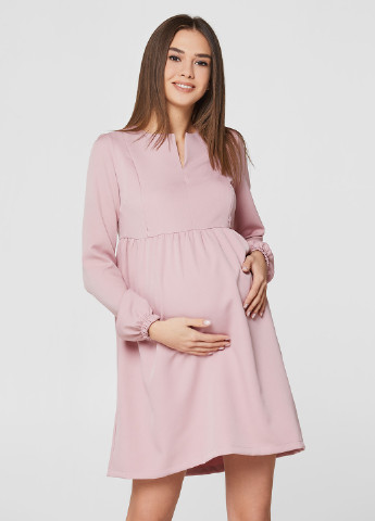 Пудровое кэжуал платье для беременных и кормящих Lullababe однотонное