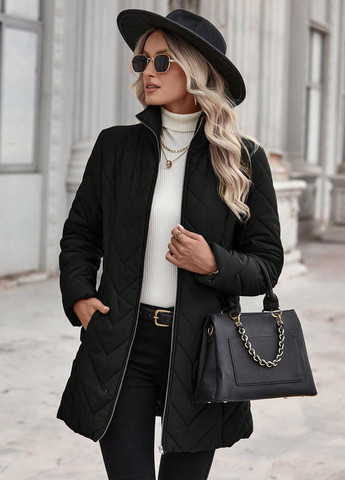 Чорна демісезонна куртка куртка-пальто SHEIN