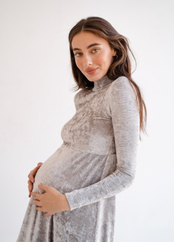 Светло-серое кэжуал платье для беременных, будущих мам из эластичной ткани To Be однотонное