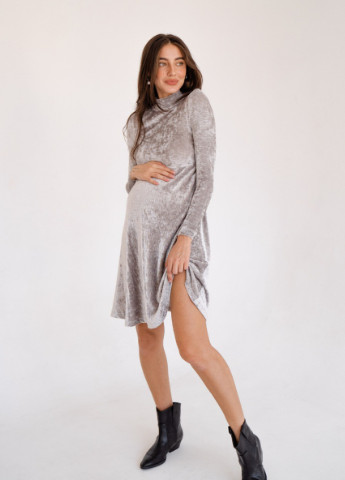 Світло-сіра кежуал сукня для вагітних, майбутніх мам з еластичної тканини To Be однотонна