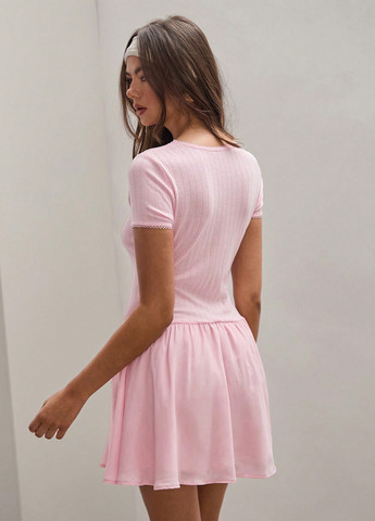 Рожева кежуал сукня кльош SHEIN однотонна