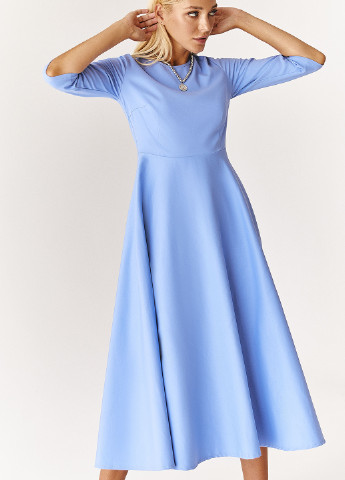 Голубое кэжуал платье с юбкой-солнце Vovk однотонное