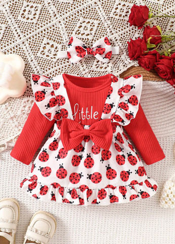 Червоний демісезонний комплект (боді, сарафан) SHEIN