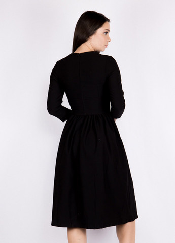 Черное кэжуал платье клеш Time of Style однотонное