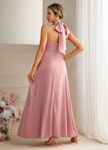 Рожева святковий сукня в стилі армпір, з відкритою спиною SHEIN однотонна