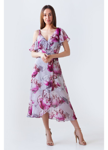 Комбинированное кэжуал платье BYURSE с цветочным принтом