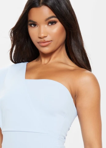 Голубое кэжуал платье PrettyLittleThing однотонное