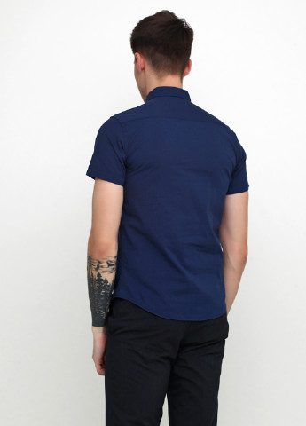Темно-синяя кэжуал рубашка однотонная Madoc с коротким рукавом