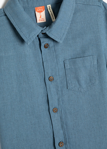 Серо-синяя кэжуал рубашка однотонная KOTON