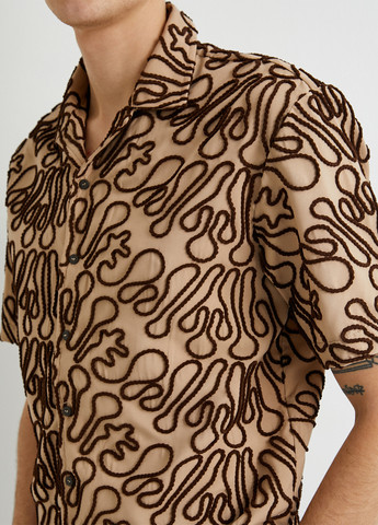 Светло-бежевая кэжуал рубашка с абстрактным узором KOTON