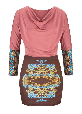 Розово-коричневое кэжуал платье Melrose с рисунком