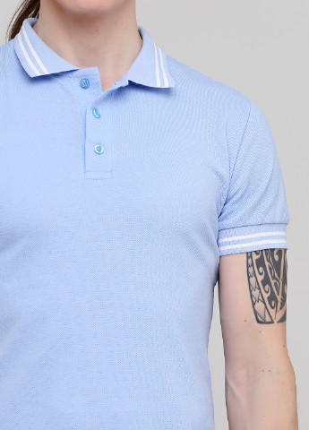 Голубой футболка-мужская футболка поло с манжетами 100% хлопок голубая для мужчин Melgo однотонная