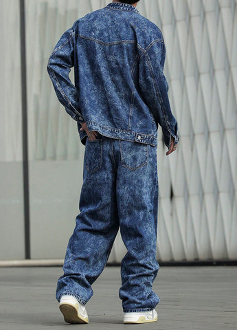 Темно-синий демисезонный костюм (куртка, джинсы) брючный SHEIN