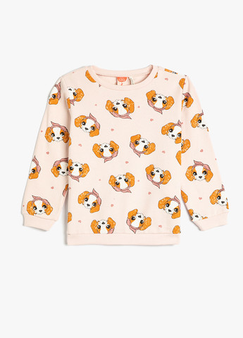 KOTON свитшот рисунок розовый кэжуал хлопок, трикотаж