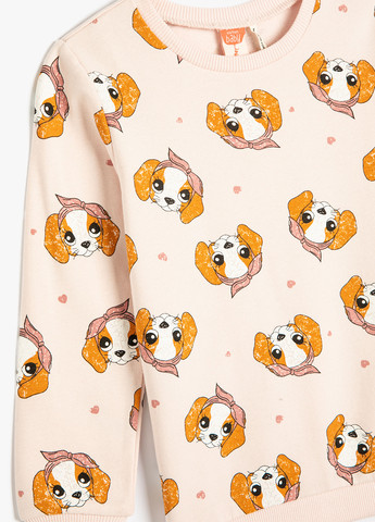 KOTON свитшот рисунок розовый кэжуал хлопок, трикотаж