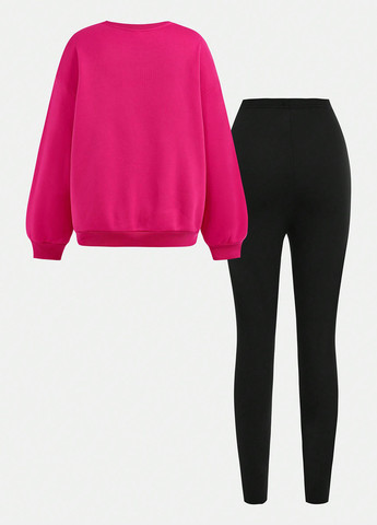 Фуксиновый демисезонный комплект (свитшот, леггинсы) SHEIN