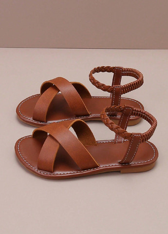 Коричневые кэжуал, пляжные сандалии SHEIN Без шнурков